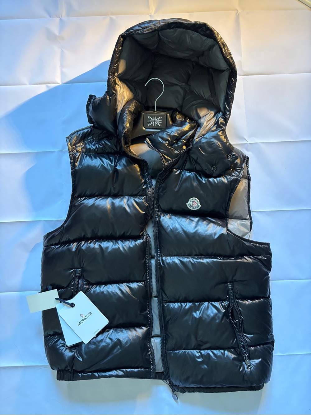 Moncler Black Puffer Hooded Vest